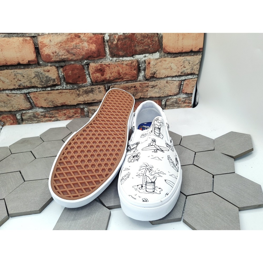 Vans Classic SlipOn Low Tide True White Beach Graphic Skater Surf Shoes Men 11.5 - Picture 6 of 8